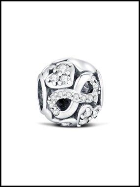 925 Sterling Silver Infinity Heart Charm Bead Bracelet Gift for Mom Daughter